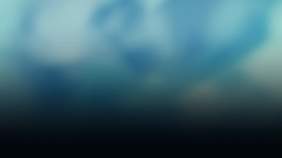 Azul, verde água e menta em movimento suave, com degradê até uma base quase preta.